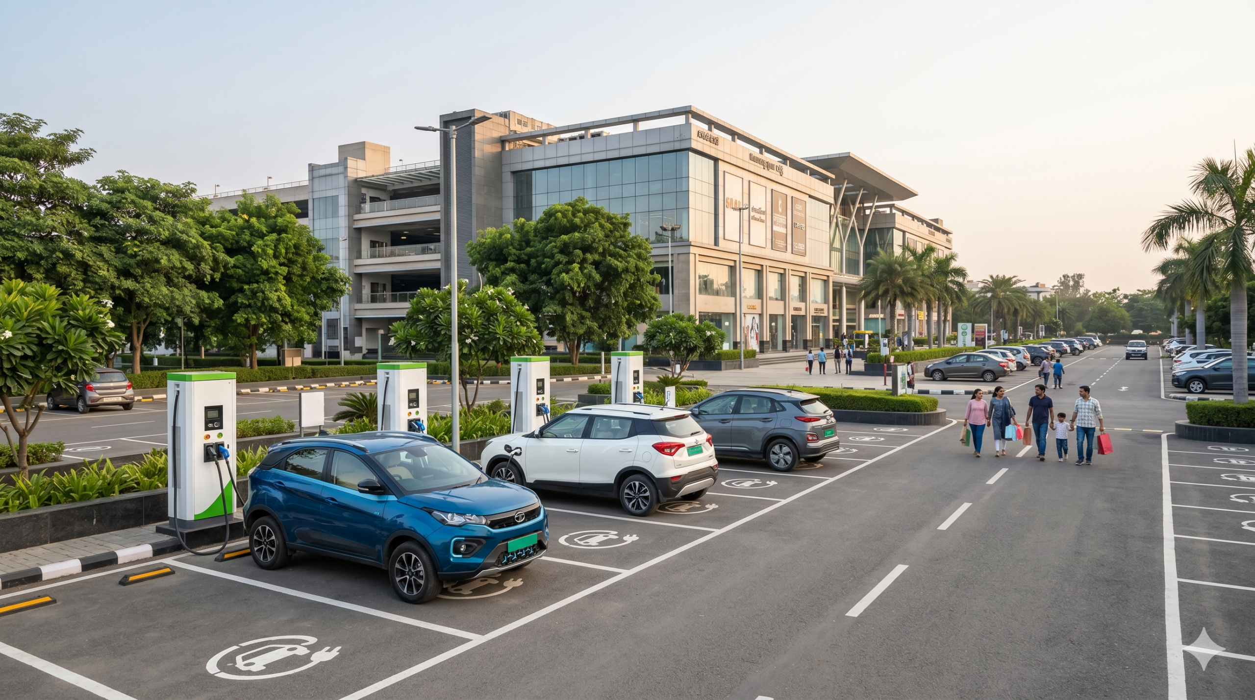 EV charging station at shopping mall and retail centre