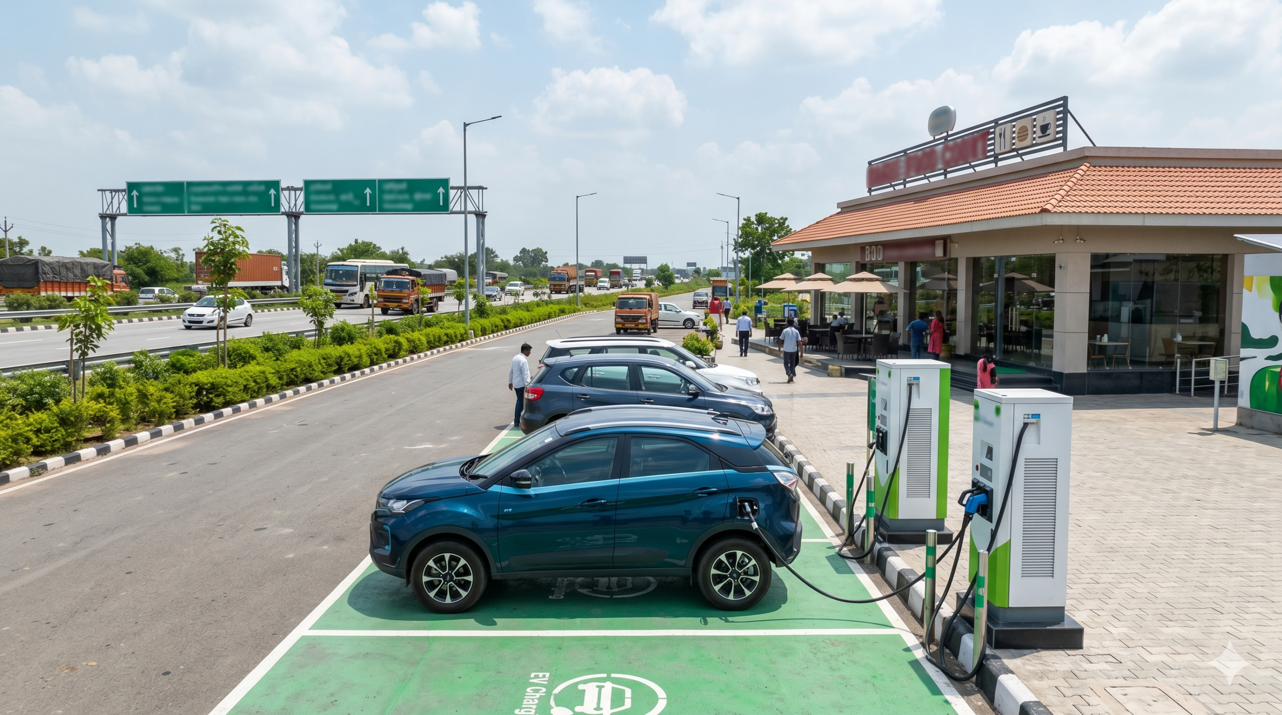 EV charging station on highway and intercity route in India