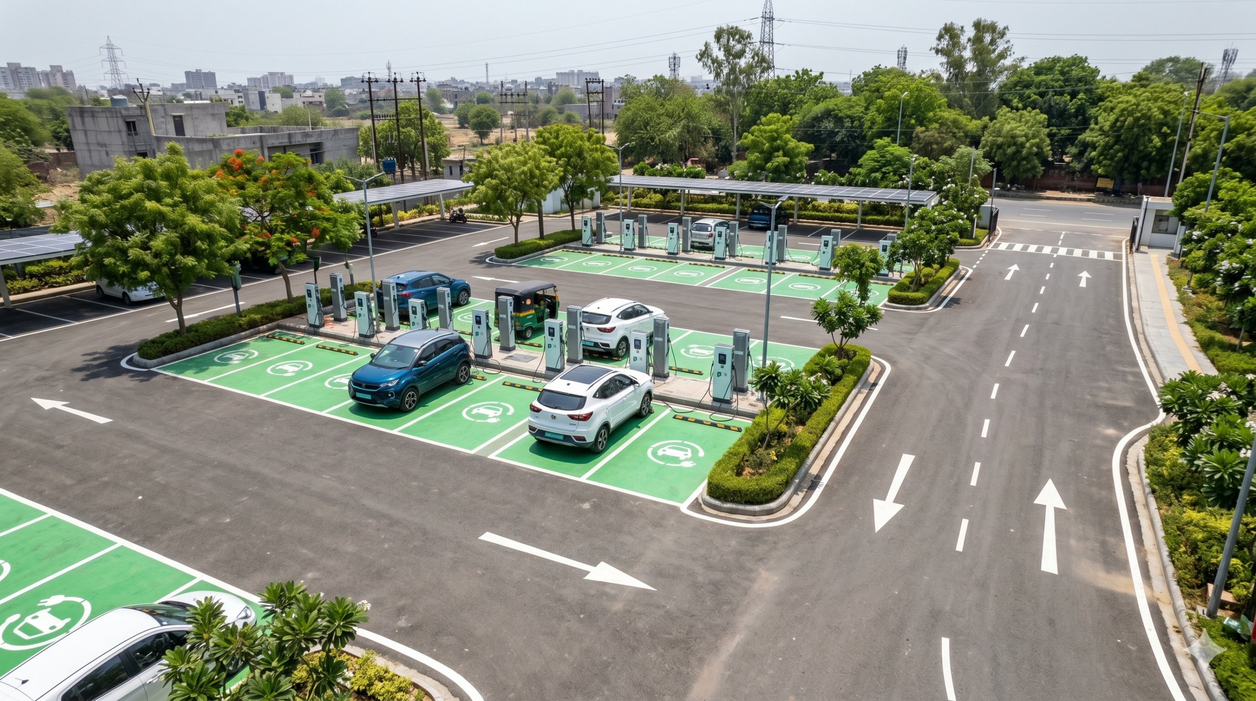 Space and parking layout requirements for an EV charging station